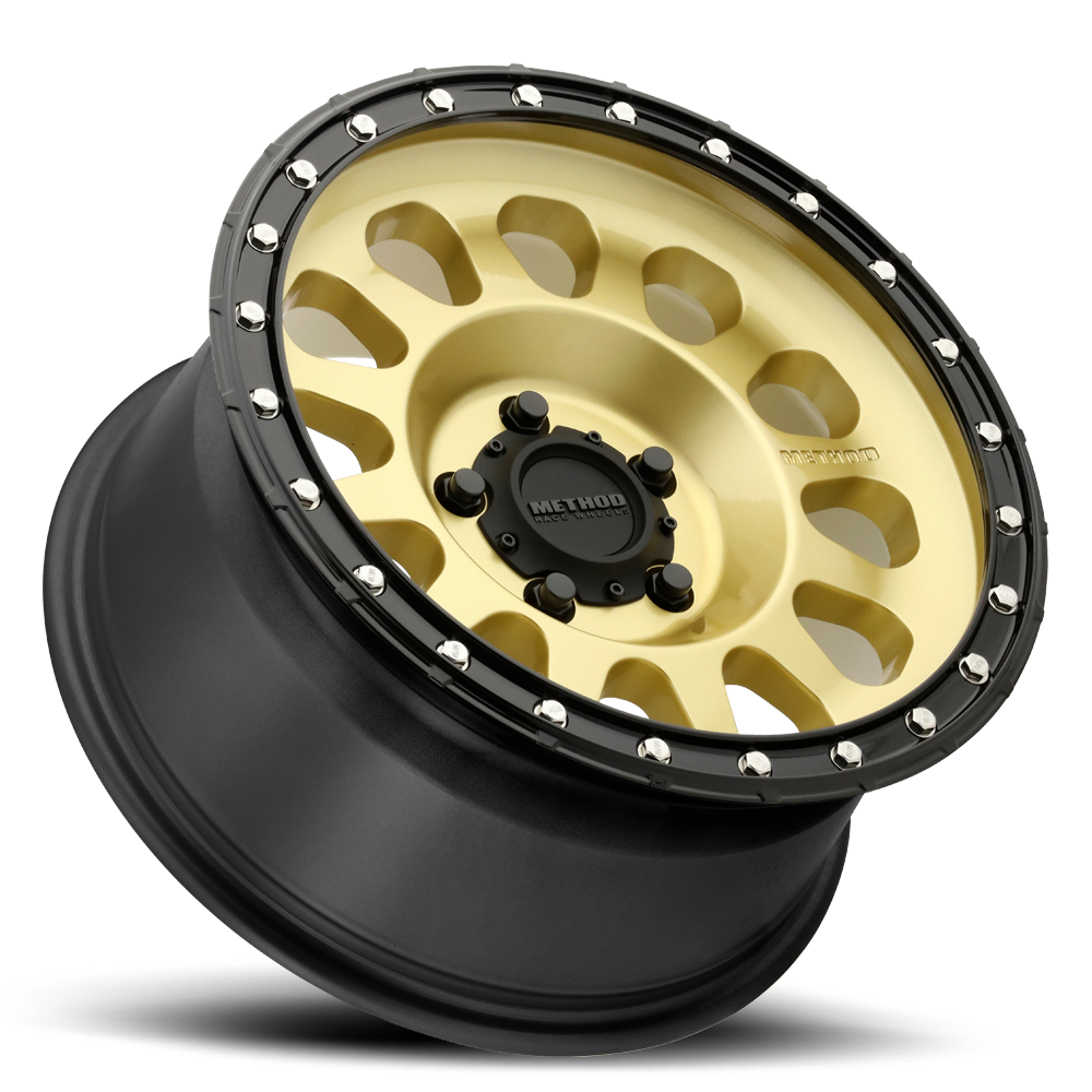Aluminum Wheels 18x9 MR315 Bolt Pattern 8 On 180 Offset 18 Lip Size 1.65 Gold GD Black Street Loc Method