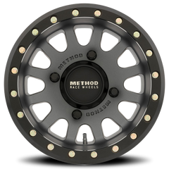 Aluminum Wheels 15x7 MR401 Beadlock UTV Bolt Pattern 4 On 136 Offset 38 Lip Size 0.79 Titanium GY Matte Black Ring Method