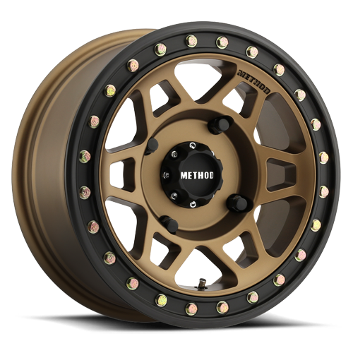 Aluminum Wheels 15x7 MR405 Beadlock UTV Bolt Pattern 4 On 136 Offset 38 Method Bronze BRZ Matte Black Ring Method