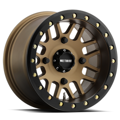 Aluminum Wheels 14x10 MR406 Beadlock UTV Bolt Pattern 4 On 156 Offset -2 Method Bronze BRZ Matte Black Ring Method