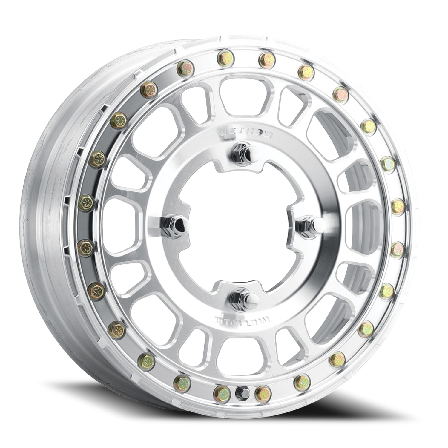 Aluminum Wheels 15x5 MR412 Beadlock UTV Bolt Pattern 4 On 136 Offset 43 Lip Size 0 Machined Raw Machined Method