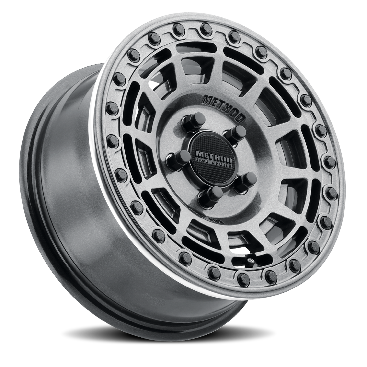 Aluminum Wheels 15x10 MR415 Beadlock UTV Bolt Pattern 4 On 136 Offset 25 Lip Size 2.09 Graphite GY Gloss Graphite Ring Method