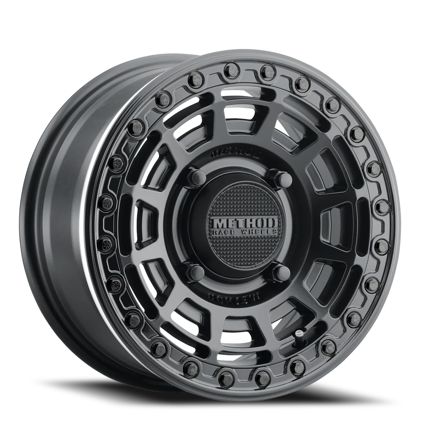 Aluminum Wheels 15x10 MR415 Beadlock UTV Bolt Pattern 4 On 136 Offset 25 Lip Size 2.09 Matte Black MB Gloss Black Ring Method