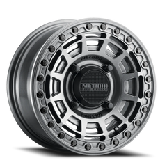 Aluminum Wheels 15x10 MR415 Beadlock UTV Bolt Pattern 4 On 136 Offset 25 Lip Size 2.09 Graphite GY Gloss Graphite Ring Method