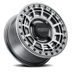 Aluminum Wheels 15x10 MR415 Beadlock UTV Bolt Pattern 4 On 136 Offset 25 Lip Size 2.09 Graphite GY Gloss Graphite Ring Method