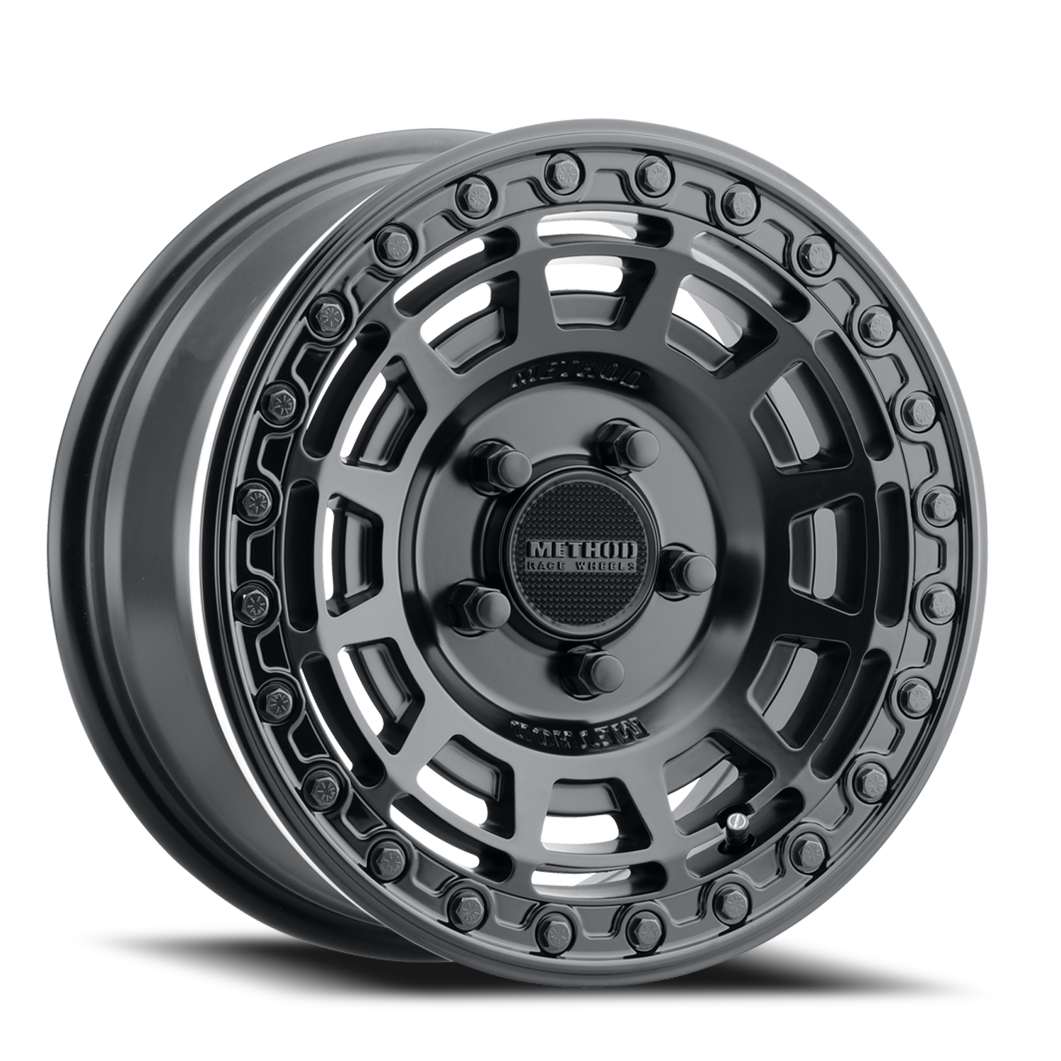 Aluminum Wheels 15x7 MR415 Beadlock UTV Bolt Pattern 4 On 136 Offset 38 Lip Size 0 Matte Black MB Gloss Black Ring Method