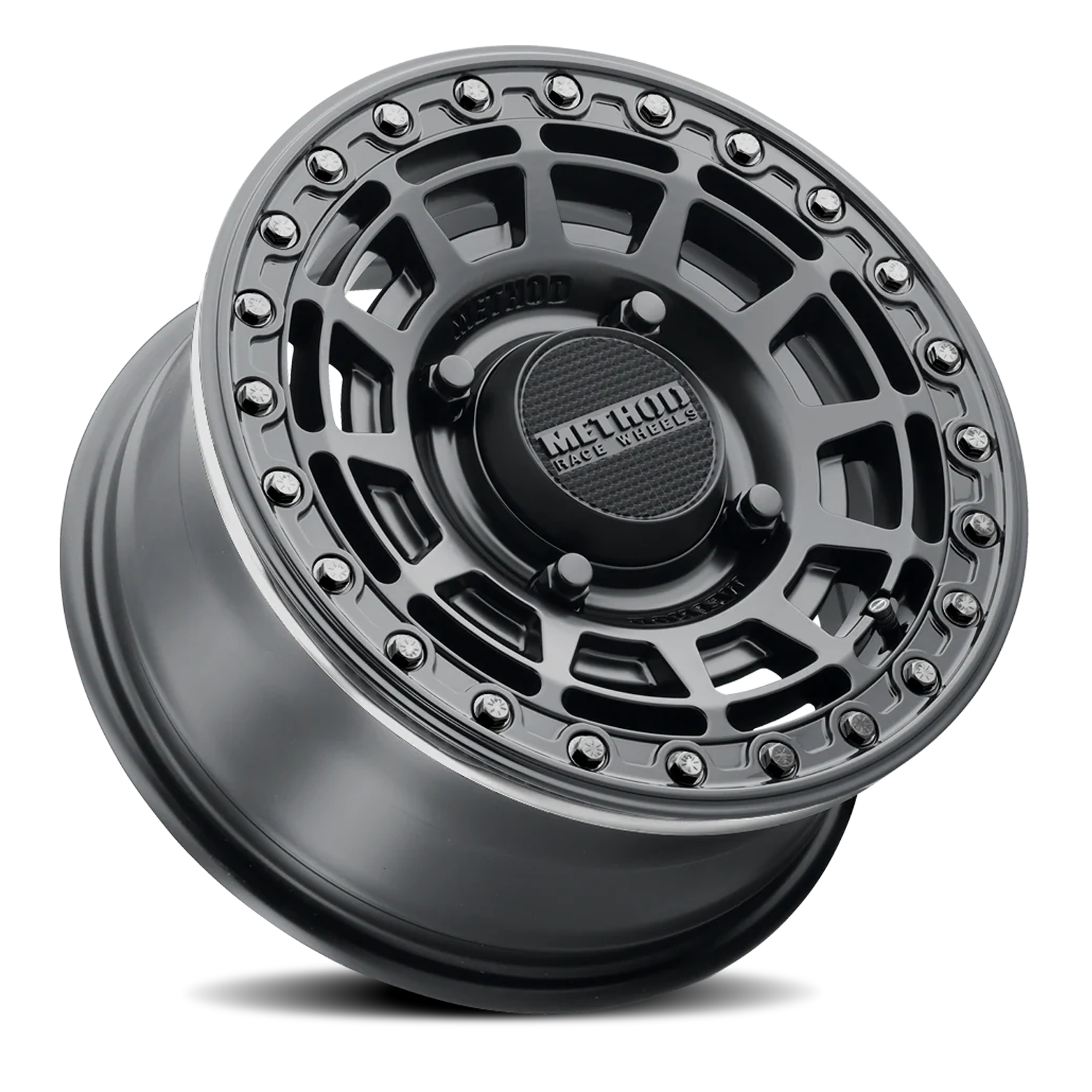 Aluminum Wheels 15x7 MR415 Beadlock UTV Bolt Pattern 4 On 136 Offset 38 Lip Size 0 Matte Black MB Gloss Black Ring Method