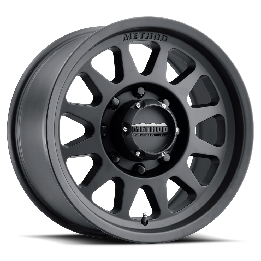 Aluminum Wheels 17x9 Bead Grip MR704 Bolt Pattern 8 On 180 Offset 18 Lip Size 1.77 Matte Black MB Method