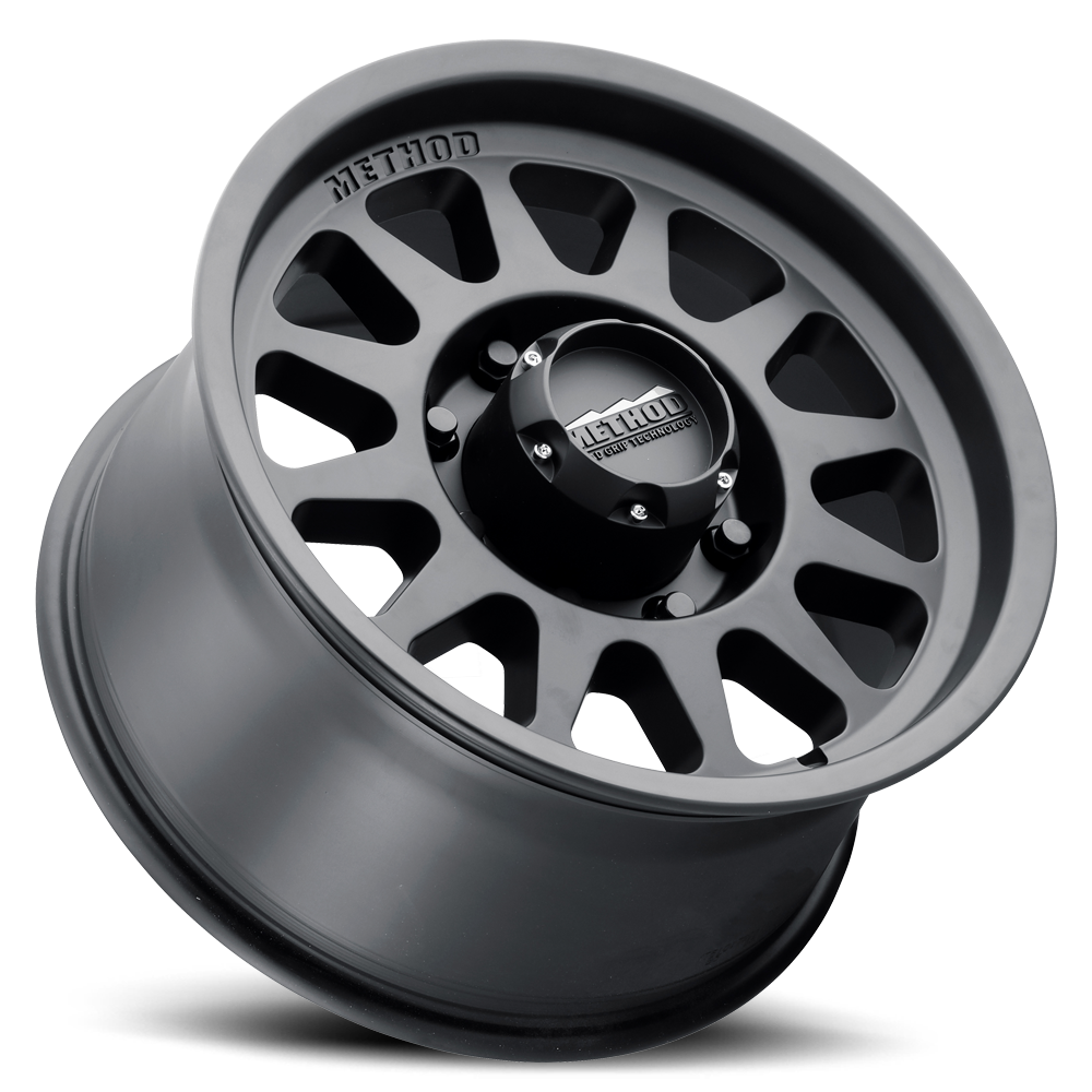 Aluminum Wheels 17x9 Bead Grip MR704 Bolt Pattern 8 On 180 Offset 18 Lip Size 1.77 Matte Black MB Method