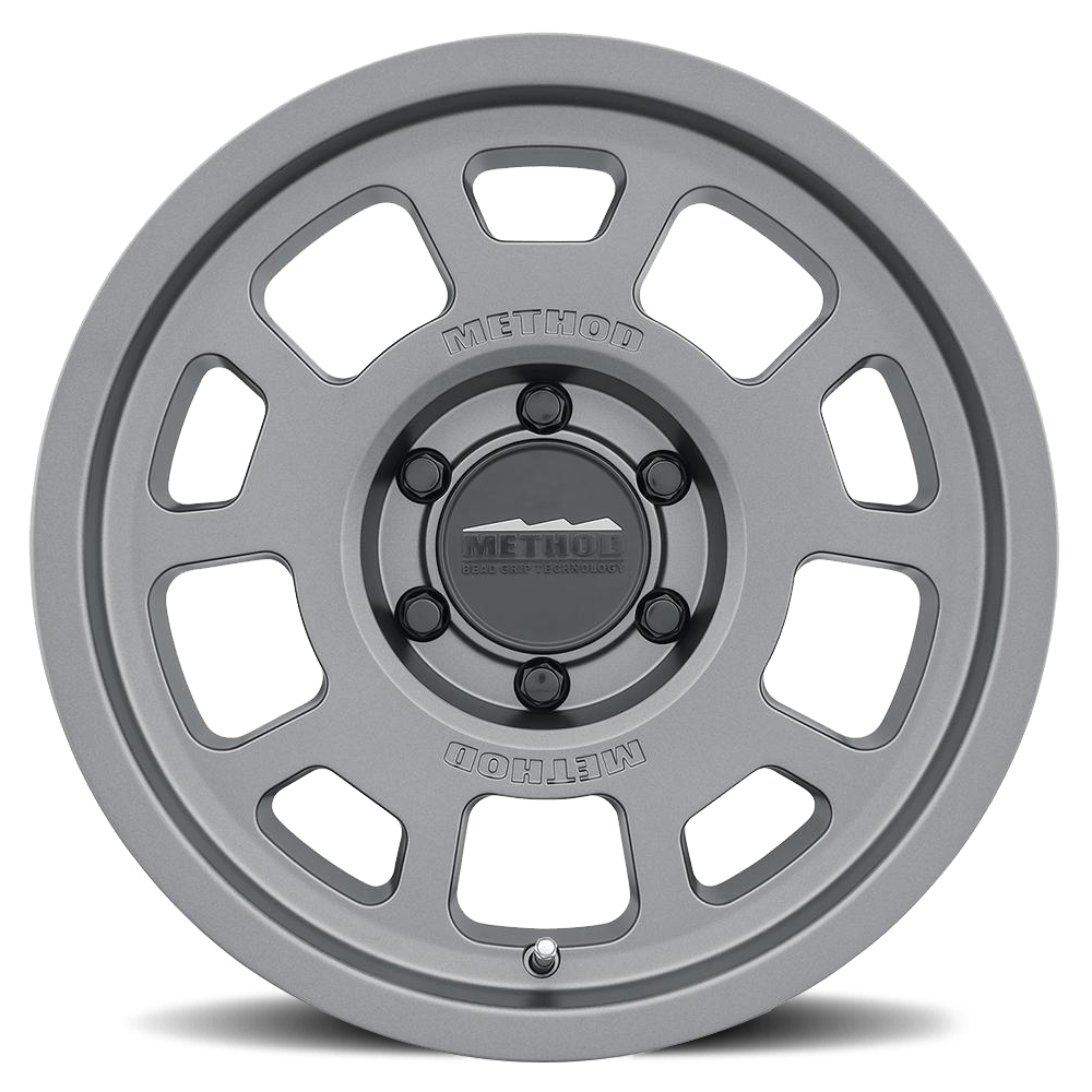 Aluminum Wheels 17x8.5 Bead Grip MR705 Bolt Pattern 8 On 180 Offset 0 Lip Size 1.22 Titanium SL Method