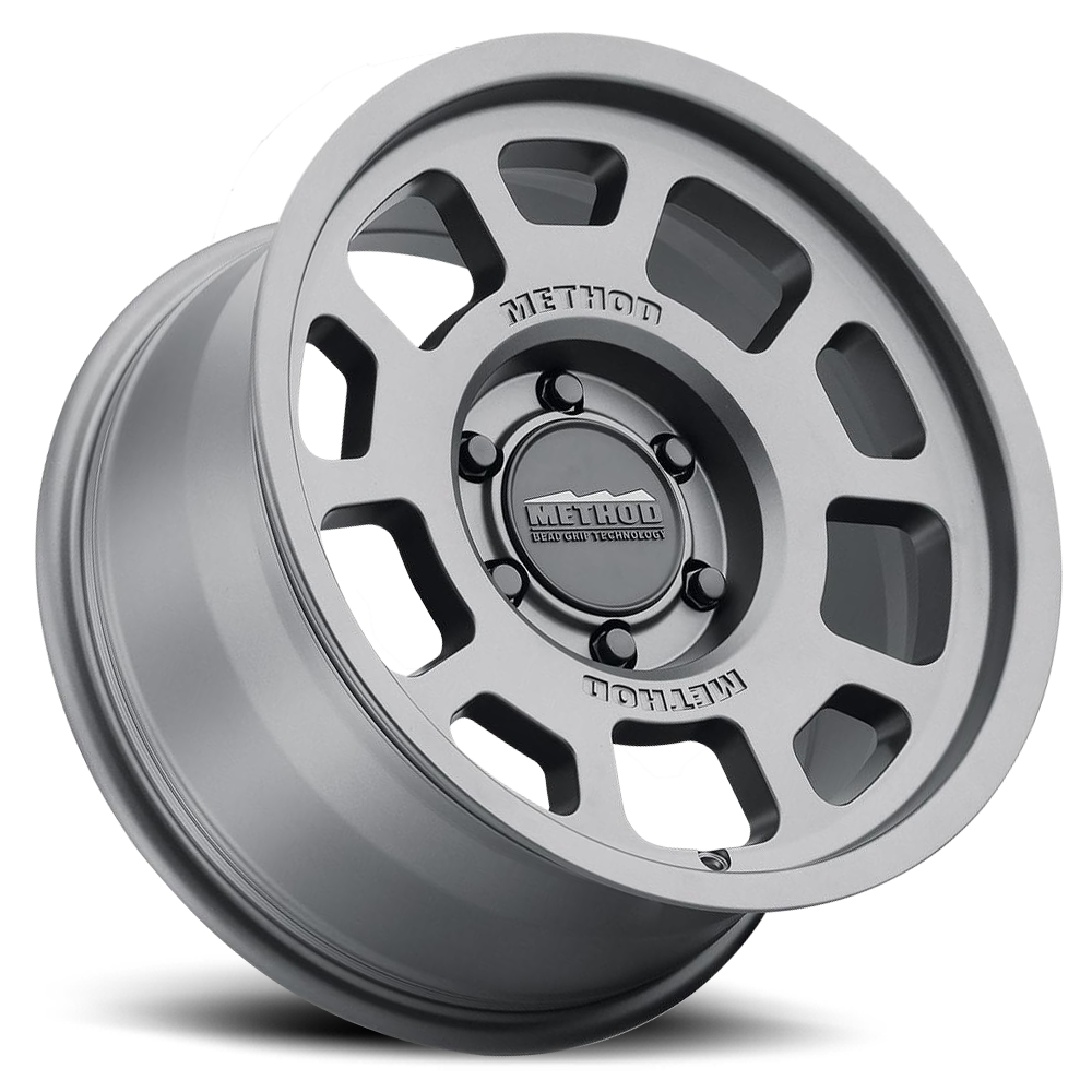 Aluminum Wheels 17x8.5 Bead Grip MR705 Bolt Pattern 8 On 180 Offset 0 Lip Size 1.22 Titanium SL Method