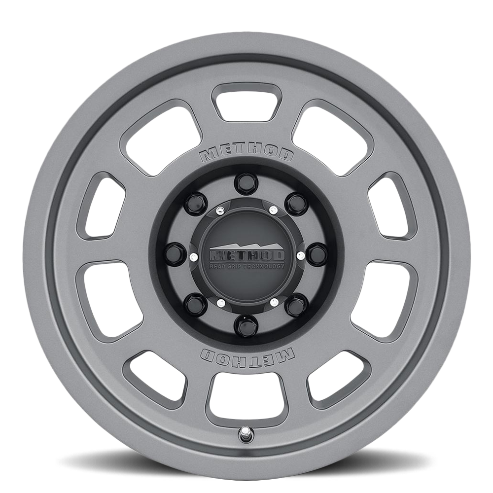 Aluminum Wheels 17x8.5 Bead Grip MR705 Bolt Pattern 8 On 180 Offset 0 Lip Size 1.22 Titanium SL Method